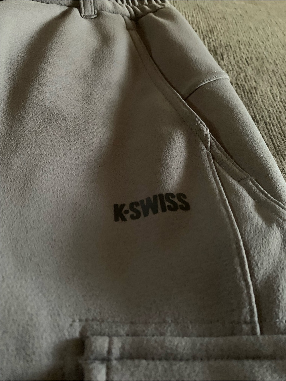 Mens K-Swiss Neutral Taupe Jogger Pants with Logo